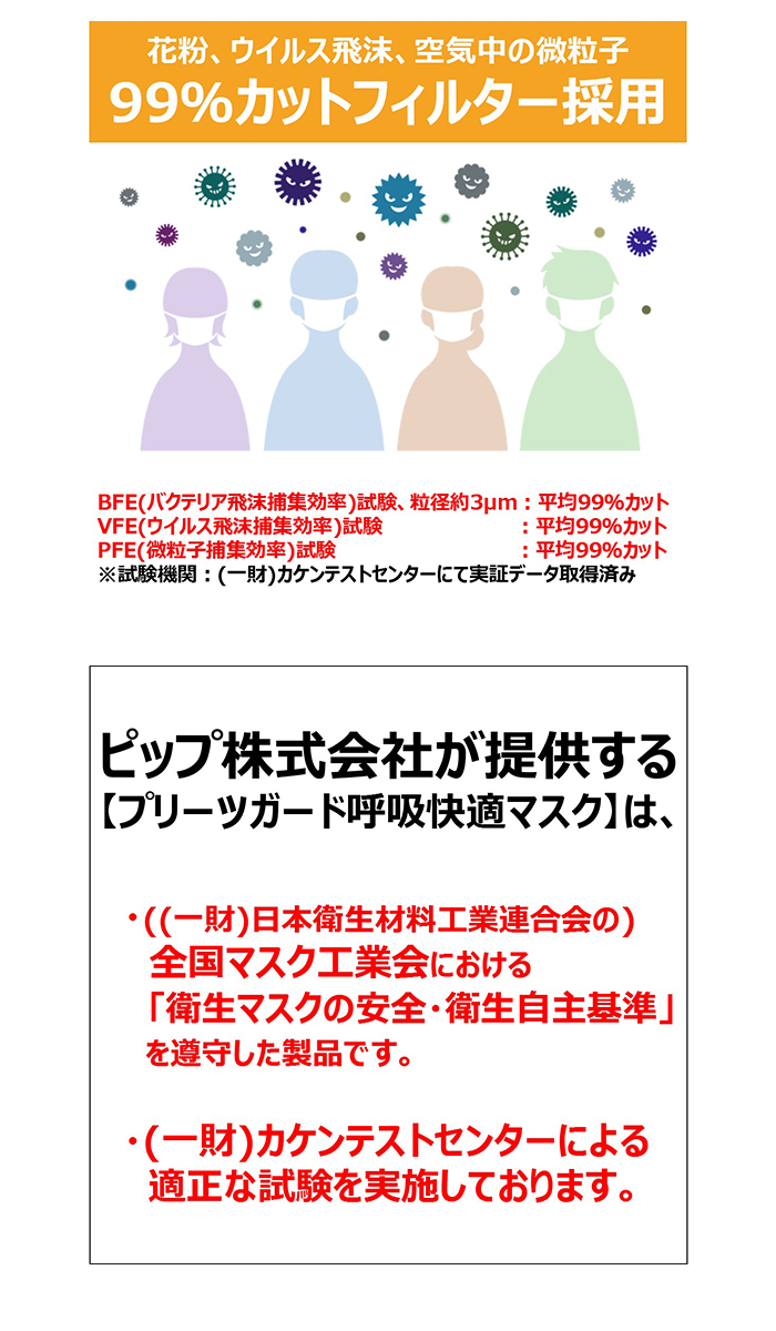 ピップ プリーツガード 呼吸快適マスク 30枚入 個別包装 小さめサイズ