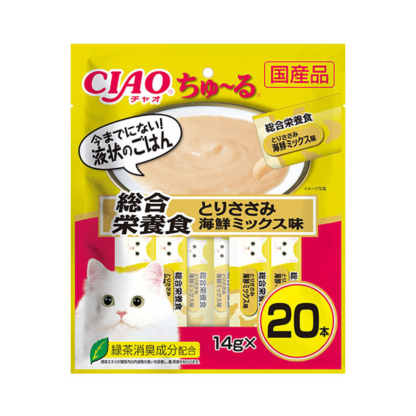 CIAO ちゅ～る]総合栄養食 とりささみ 海鮮ミックス味 20本入り 14g×20 