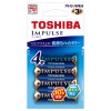 【ゆうパケット配送対象】[東芝] IMPULSE アルカリ乾電池 単3形4本(エコパック) LR6H 4EC(単三電池 家電 停電 予備)(ポスト投函 追跡ありメール便)