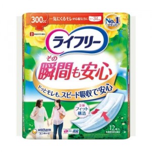 ユニチャーム ライフリー その瞬間も安心 一気にくるモレが心配な方 300cc 34cm 12枚入り(尿漏れパッド)