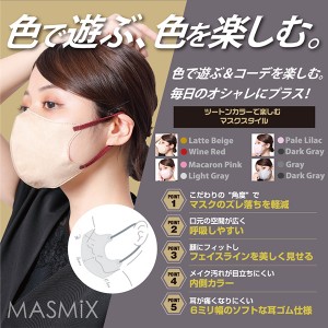 MASMIXマスク 30枚入り x1個 ペールライラック×ダークグレー