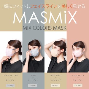 MASMIXマスク 30枚入り x1個 ペールライラック×ダークグレー