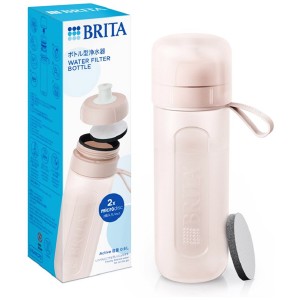 [BRITA]ブリタ ボトル型浄水器 アクティブ モーヴローズ 容量600ml(浄水フィルター付き 持ち運び 便利 透明 水)
