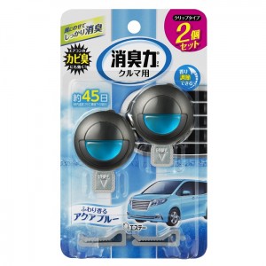 [エステー]クルマの消臭力 クリップタイプ 車用 ふわり香る アクアブルー 3.2ml 2個入り (香り調節可 車 消臭剤 消臭 芳香剤)