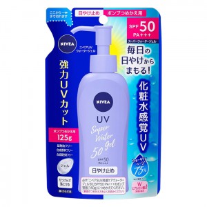 [花王]ニベアサン ウォータージェル SPF50/PA+++ つめかえ用 スーパーウォータージェル 125g(顔・からだ用 UVケア ジェル 日焼け止め)