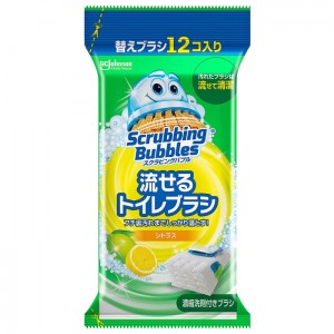 [ジョンソン]スクラビングバブル 流せるトイレブラシ シトラスの香り 付け替え 12個入り(トイレ掃除 洗剤 使い捨て)