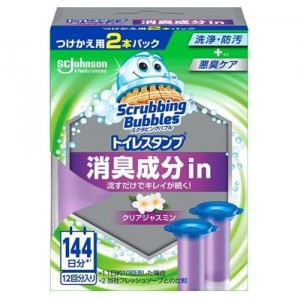 [ジョンソン]スクラビングバブル トイレスタンプ 消臭成分in クリアジャスミン 付替え用 38g(2本入り)(トイレ掃除 洗浄 防汚 悪臭 黒ズミケア)