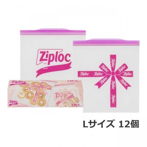 旭化成 ジップロック デザインバッグ Lサイズ 26枚入 x12個(BEAMSデザイン Ziploc Ribbon ウルトラジッパー 冷蔵 持ち運び用)