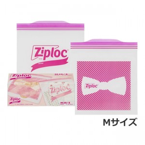 旭化成 ジップロック デザインバッグ Mサイズ 40枚入(BEAMSデザイン Ziploc Ribbon ウルトラジッパー 冷蔵 持ち運び用)