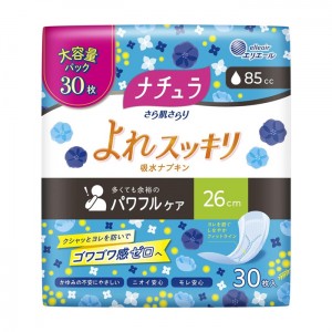 [大王製紙]エリエール ナチュラ さら肌さらり よれスッキリ 吸水ナプキン 26cm 85cc 30枚入(吸水ナプキン 尿漏れ 吸水ケア 衛生用品)