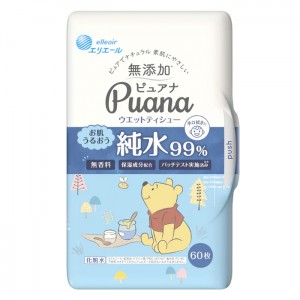 [大王製紙]エリエール Puana ピュアナ ウエットティシュー 無添加 純水99% ディズニーデザイン 本体 60枚入(ウェットティッシュ ノンアルコール お手拭き)