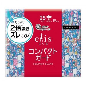 [大王製紙]エリエール エリス コンパクトガード 羽つき 25cm 特に多い昼用 19枚入り(ナプキン 生理用品 衛生用品)