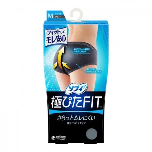 ユニ・チャーム ソフィ 極ぴたFIT 通気コットンタイプ グレー Ｍサイズ ナチュラルフィット(生理用品 サニタリーショーツ ソフト パンツ)