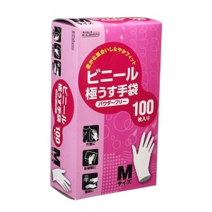 [ダンロップ]ビニール極うす手袋 Mサイズ 100枚入(ビニール手袋 使い捨て 粉なし)