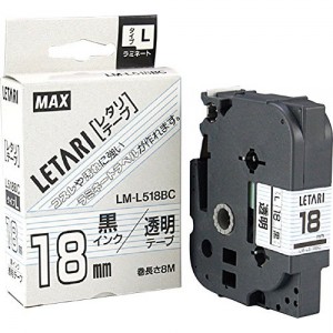 ビーポップ ミニ(PM－36N、24、2400)・レタリ(LM－1000、LM－2000)共通消耗品 [LM-L518BC] 1巻8M ラミネートタイプL8M/5M(蛍光色) 本体色：透明ラベル 黒文字