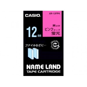 テープカートリッジ [XR-12FPK] 1巻5.5M 蛍光テープ5.5M 本体色：蛍光ピンク 黒文字