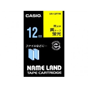 テープカートリッジ [XR-12FYW] 1巻5.5M 蛍光テープ5.5M 本体色：蛍光黄 黒文字