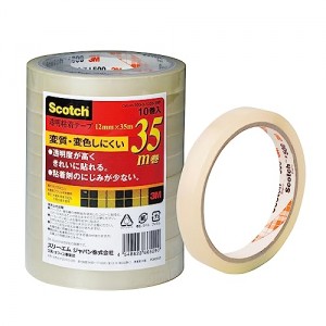 スコッチ 透明粘着テープ 500-3-1235-10P 12mmx35m 10巻/パック 500-3-1235-10P