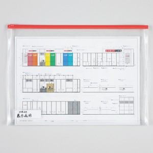 [リヒトラブ/LIHIT LAB] クリヤーケース ヨコ型 マチ付 A3S 赤 F-71SM-3