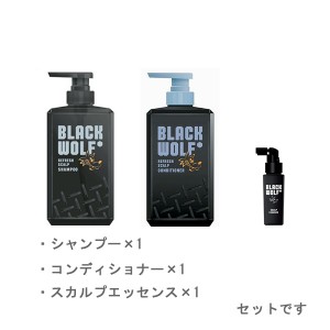 【大正製薬】 [ブラックウルフ] ボリュームアップ スカルプ シャンプー&コンディショナー&スカルプエッセンス50ml セット (ポンプタイプ)[男性向け]