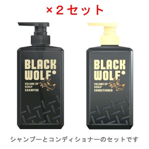 【大正製薬】 [ブラックウルフ] ボリュームアップ スカルプ シャンプー&コンディショナーポンプタイプ  (380mL) (x2個セット)[男性向け]