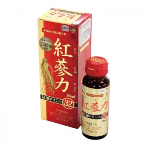 高麗貿易ジャパン 紅参力 紅参ドリンク３２ 50ml x1本(こうじんりょく 最高級韓国産6年根紅参濃縮液2,500mg配合(紅参原5,000mg))[健康食品]