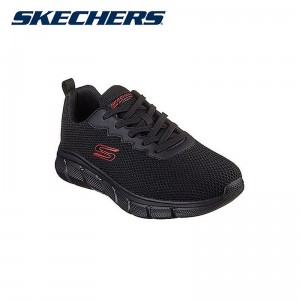 【送料無料】Skechers スケッチャーズ メンズ ワイドサイズ ボブス スポート B フレックス - チル エッジ ブラック BOBS B FLEX-CHILL EDGE 118106W