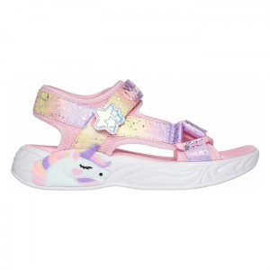 【送料無料】SKECHERS スケッチャーズ ガールズ サンダル Unicorn Dreams-Majestic Bliss カジュアル シューズ ライトアップ キラキラ 光る ユニコーン キッズ 軽量 ライトアップサンダル 302682L