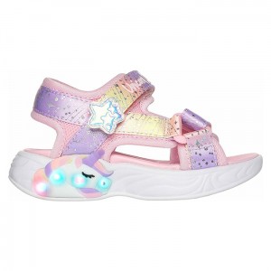 【送料無料】SKECHERS スケッチャーズ ガールズ サンダル Unicorn Dreams-Majestic Bliss カジュアル シューズ ライトアップ キラキラ 光る ユニコーン キッズ 軽量 ライトアップサンダル 302682N