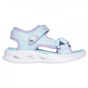 【送料無料】SKECHERS スケッチャーズ ガールズ サンダル SOLA GLOW SANDAL カジュアル シューズ ラベンダー ストラップ付 キッズ 衝撃吸収 ライトアップ 光る キラキラ ライトアップサンダル 303024L