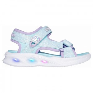 【送料無料】SKECHERS スケッチャーズ ガールズ サンダル SOLA GLOW SANDAL カジュアル シューズ ラベンダー ストラップ付 キッズ 衝撃吸収 ライトアップ 光る キラキラ ライトアップサンダル 303024L