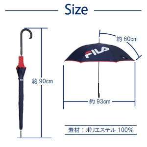 FILA(フィラ) レディース 長傘 60cm ネイビー 雨具 傘 折れにくい 通勤 通学 耐風性 10002811