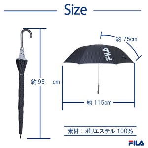 FILA(フィラ) ユニセックス エンボスチェック柄 グレー 長傘 75cm 雨具 傘 ビニール傘 10002816