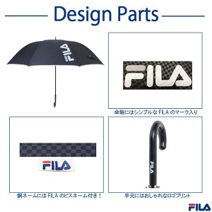 FILA(フィラ) ユニセックス エンボスチェック柄 グレー 長傘 75cm 雨具 傘 ビニール傘 10002816