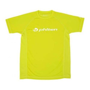 ファイテン PHITEN ユニセックス RAKUシャツSPORTS 半袖 ロゴ入り Tシャツ ライム×ロゴ白 Mサイズ 吸汗 速乾 メッシュ JG357004