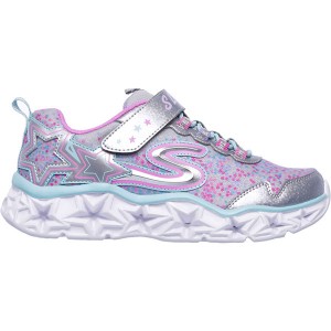 SKECHERS スケッチャーズ キッズスニーカー GALAXY LIGHTS 光る靴 10920Lシルバー×マルチ(SMLT)